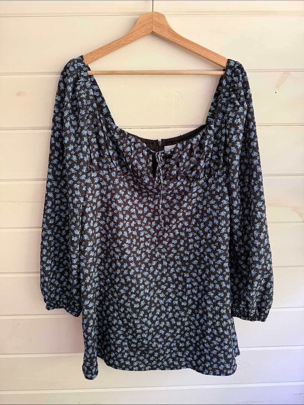 Princess Polly Black Floral Square-Neck Blouse